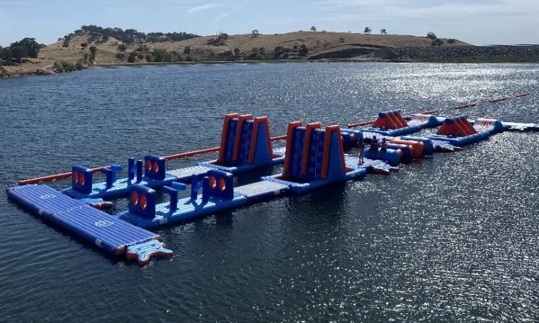 Race trax at Splash-n-Dash inflatable aqua park