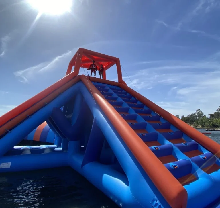 Action slide tower at Splash-n-Dash inflatable aqua park