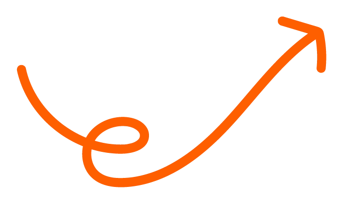 Curly orange arrow pointing right