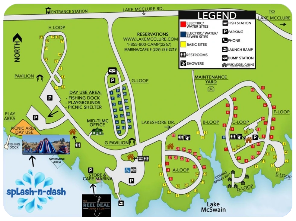 Lake McSwain Park Map Splash-n-Dash water park