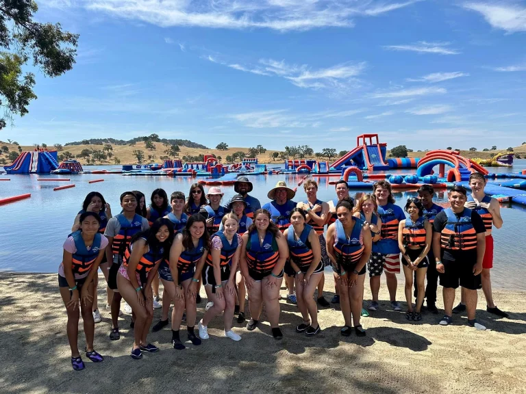 Photo of the team at Splash-n-Dash inflatable water park on the lake - America's largest inflatable water park - Lake McSwain, Snelling California